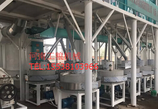 河南遂平劉總12臺(tái)石磨面粉機(jī)安裝成功工糧廠家回訪客戶(hù)家